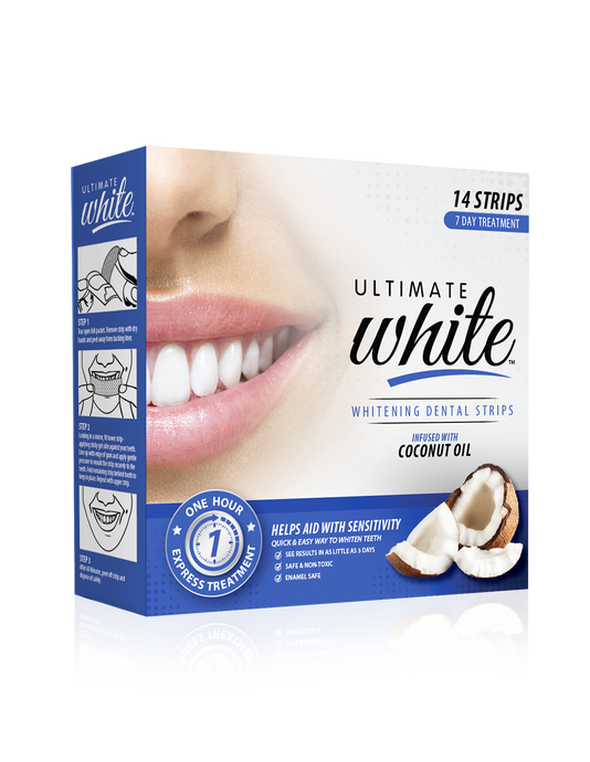 Ultimate White Whitening Dental Strips Infused With Coconut Oil (7 Day Treatment)