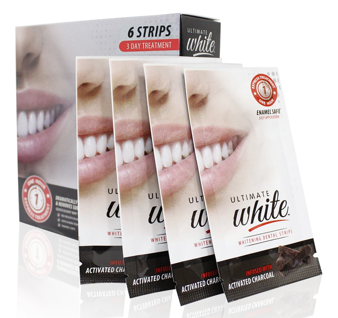 Ultimate White Whitening Dental Strips Infused With Activated Charcoal (3 Day Treatment)