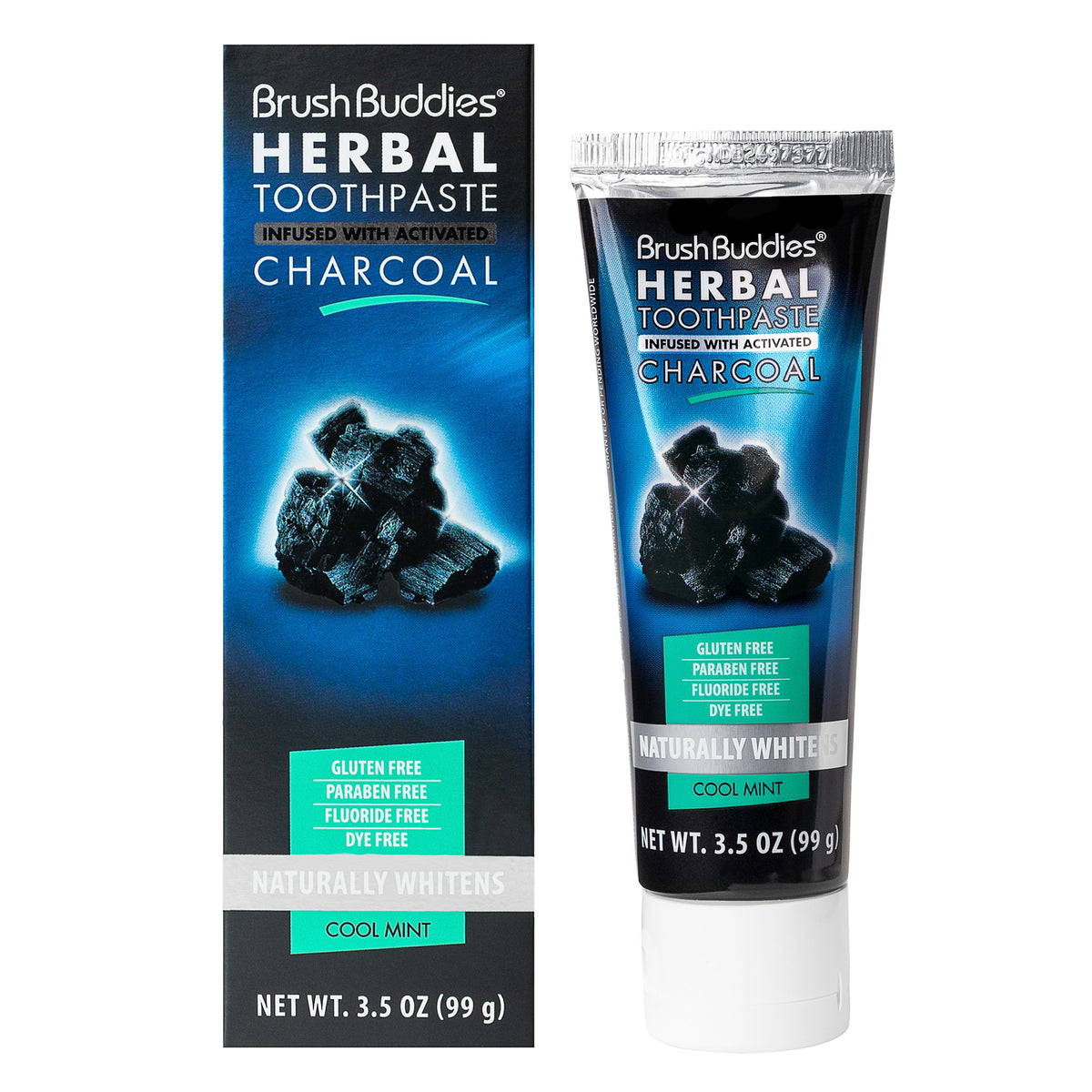 Brush Buddies Herbal Toothpaste with Activated Charcoal, 3.5 OZ