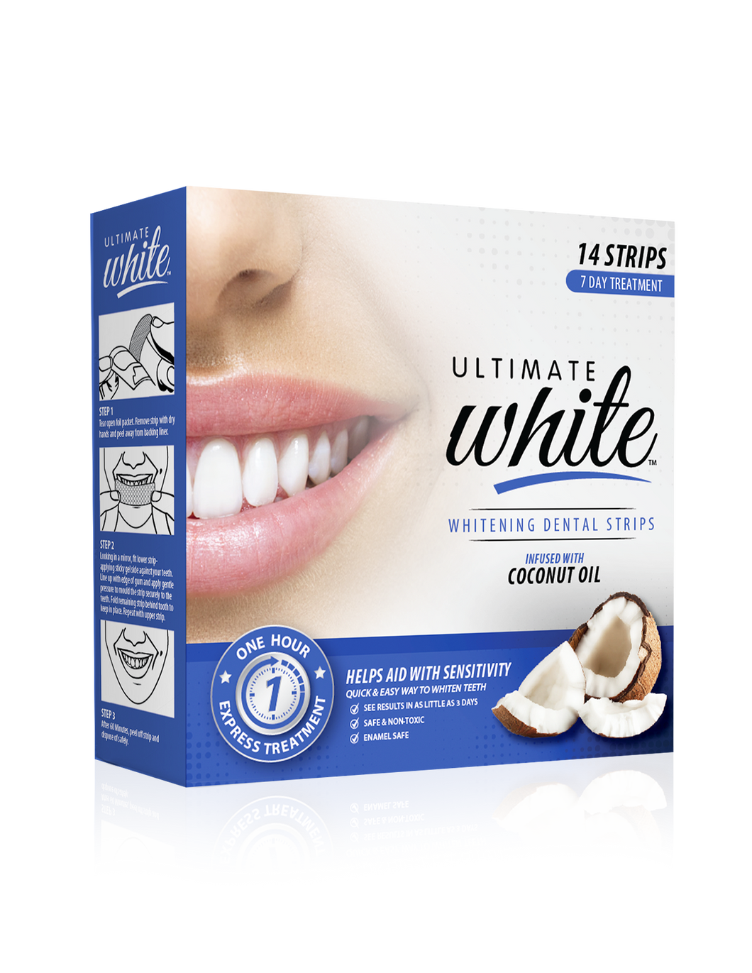 Ultimate White Whitening Dental Strips Infused With Coconut Oil (7 Day Treatment)