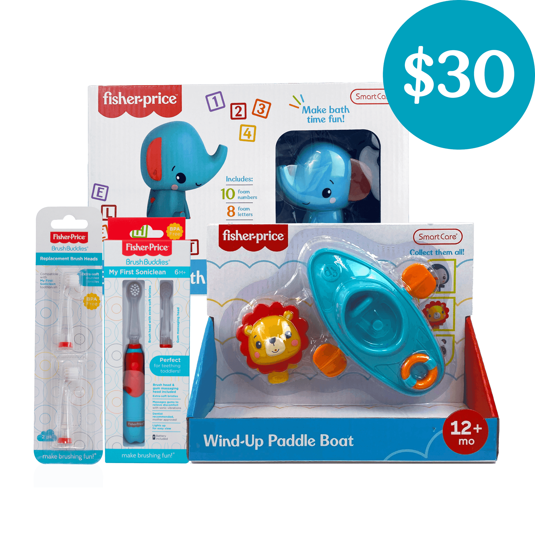 Fisher Price Bath Toy Bundle Brush Buddies