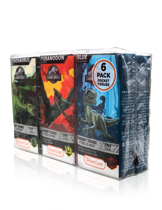 Smart Care Jurassic World Pocket Facial Tissues 6 Pack (new) - Smart Care