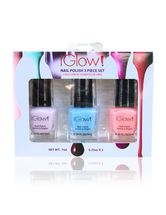 IGlow Nail Polish 3Pk (Shades - Periwinkle, Sky Blue, Coral)
