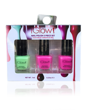 Load image into Gallery viewer, IGlow Nail Polish 3Pk (Shades - Green, Pink, Pink)