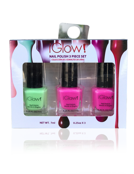 IGlow Nail Polish 3Pk (Shades - Green, Pink, Pink)