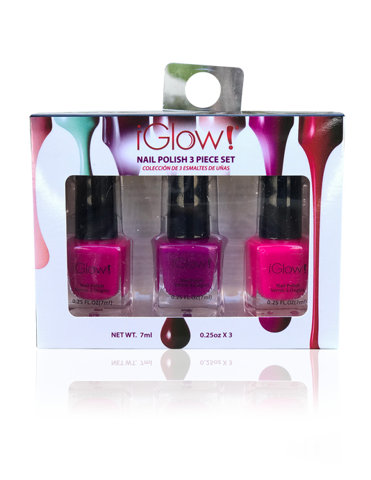 IGlow Nail Polish 3Pk (Shades - Pink, Purple, Pink)