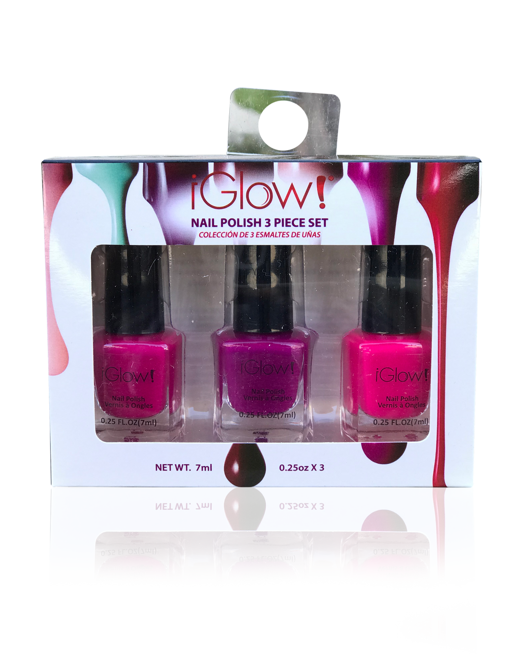 IGlow Nail Polish 3Pk (Shades - Pink, Purple, Pink)