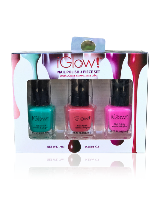 IGlow Nail Polish 3Pk (Shades - Sea Foam, Punch, Hot Pink)