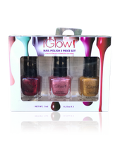 Load image into Gallery viewer, IGlow Nail Polish 3Pk (Sparkle Shades - Golden, Watermelon, Jam)