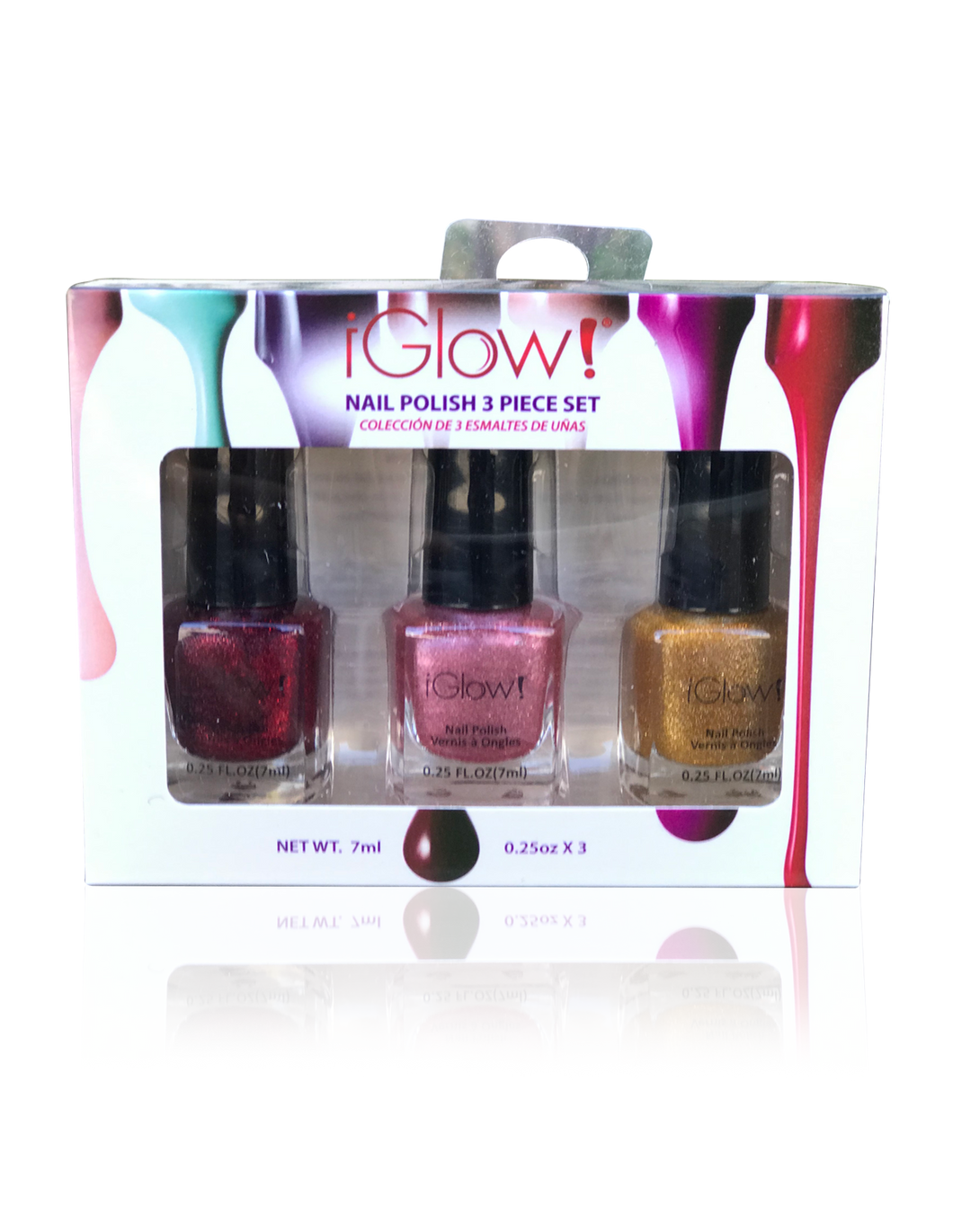 IGlow Nail Polish 3Pk (Sparkle Shades - Golden, Watermelon, Jam)