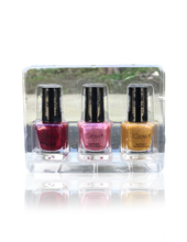 Load image into Gallery viewer, IGlow Nail Polish 3Pk (Sparkle Shades - Golden, Watermelon, Jam)