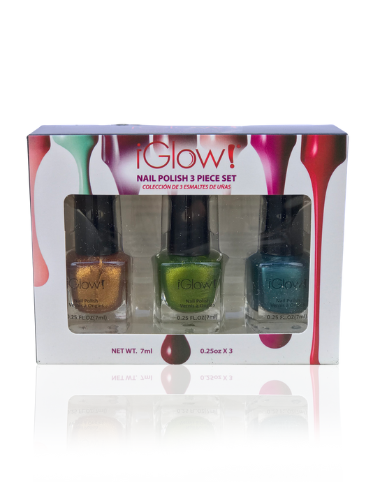 IGlow Nail Polish 3Pk (Shades - Cider, Emerald, Aegean)