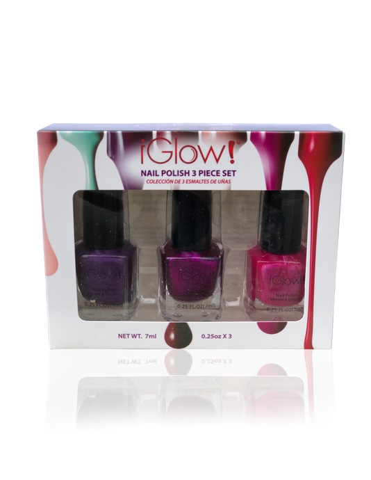 IGlow Nail Polish 3Pk (Shades - Eggplant, Magenta, Hot Pink)