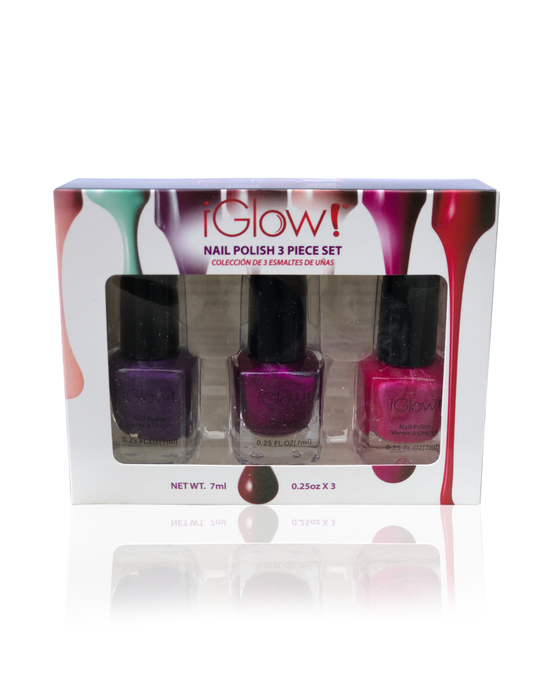 IGlow Nail Polish 3Pk (Shades - Eggplant, Magenta, Hot Pink)