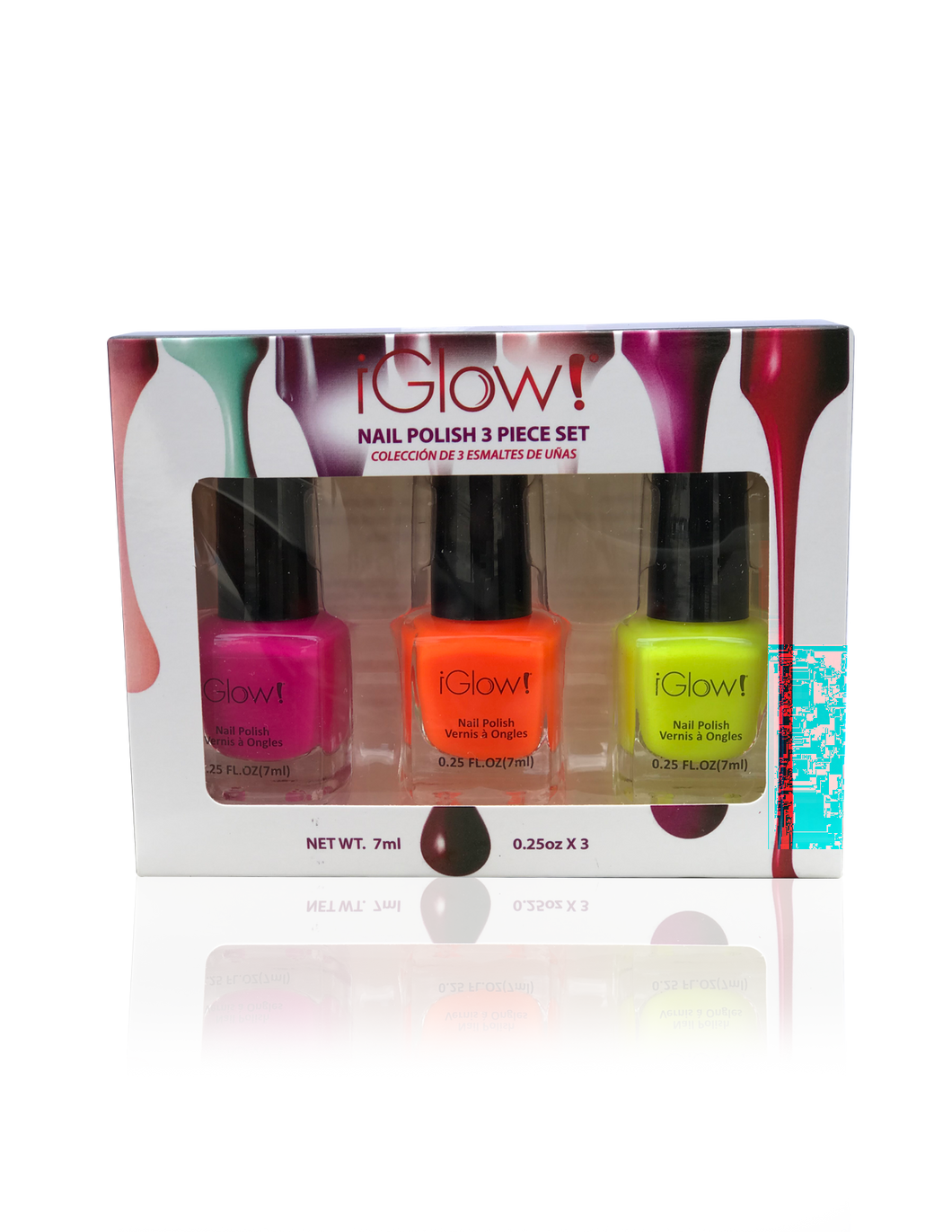 IGlow Nail Polish 3Pk (Shades - Hot Pink, Bright Orange, Charstreuse)