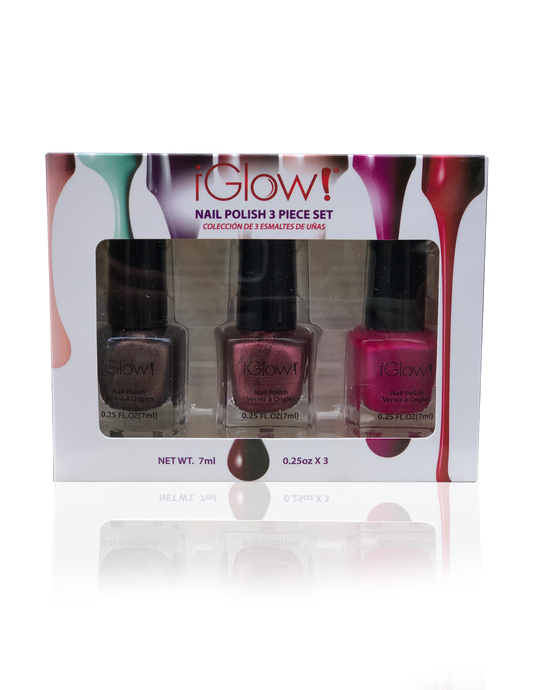 IGlow Nail Polish 3Pk (Shades - Coffee, Rosewood, Magenta)