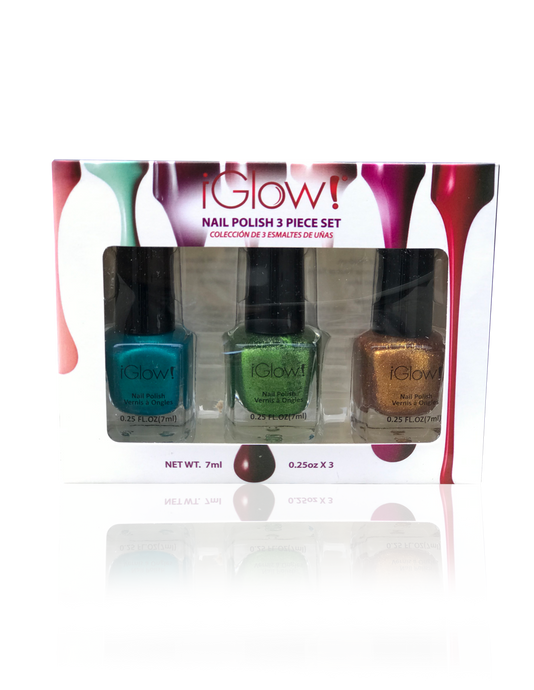 IGlow Nail Polish 3Pk (Shades - Blue, Green, Gold)