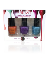 Load image into Gallery viewer, IGlow Nail Polish 3Pk (Sparkle Shades - Tiger, Violet, Sky Blue)