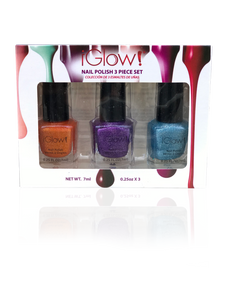 IGlow Nail Polish 3Pk (Sparkle Shades - Tiger, Violet, Sky Blue)
