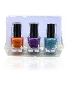 IGlow Nail Polish 3Pk (Sparkle Shades - Tiger, Violet, Sky Blue)