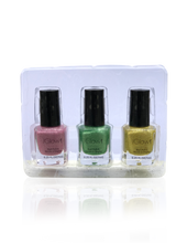 Load image into Gallery viewer, IGlow Nail Polish 3Pk (Sparkle Shades - Rose Pink, Fern Green, Yellow)