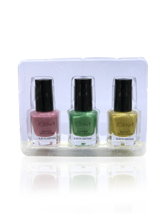 IGlow Nail Polish 3Pk (Sparkle Shades - Rose Pink, Fern Green, Yellow)