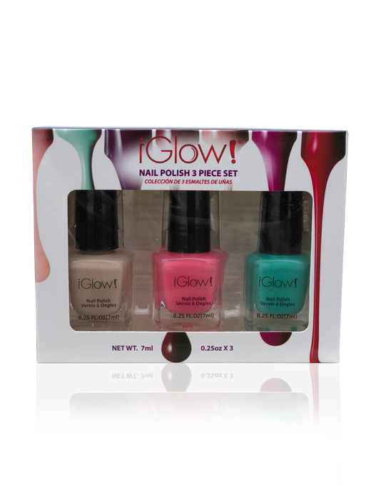 IGlow Nail Polish 3Pk (Shades - Parchment, Punch, Green)