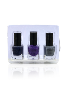 IGlow Nail Polish 3Pk (Sparkle Shades - Navy Blue, Violet, Silver)