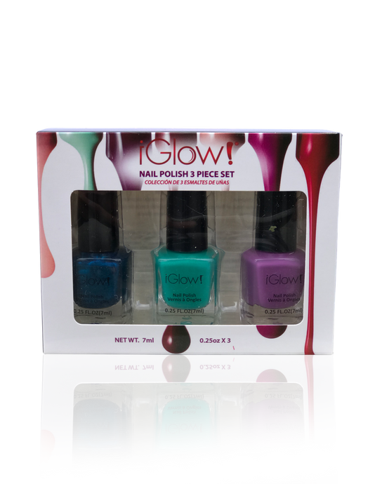 IGlow Nail Polish 3Pk (Shades - Aegean Blue, Sea Foam Green, Lavender)