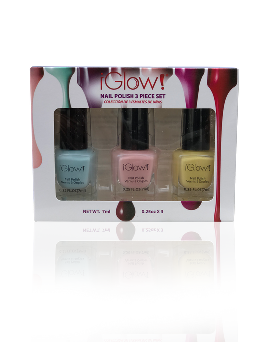 IGlow Nail Polish 3Pk (Shades - Sky Blue, Peach, Daffodil)