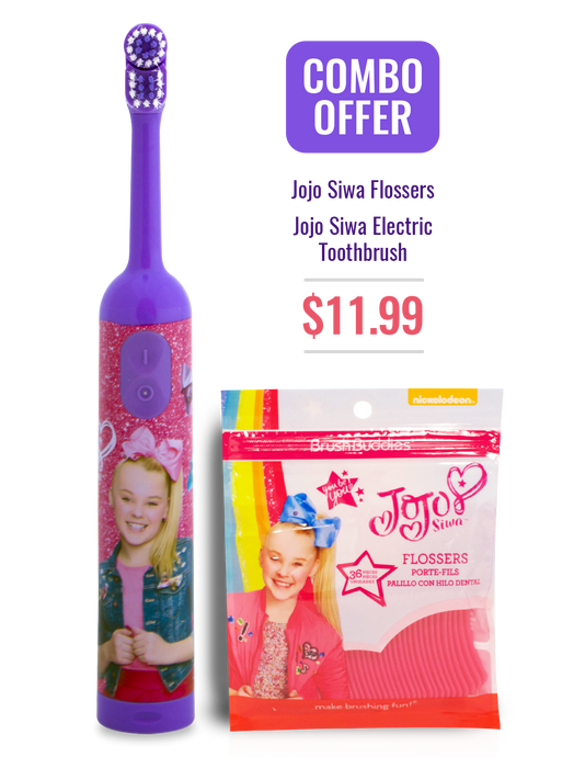 JoJo Siwa Kids Electric Toothbrush + Flossers Combo