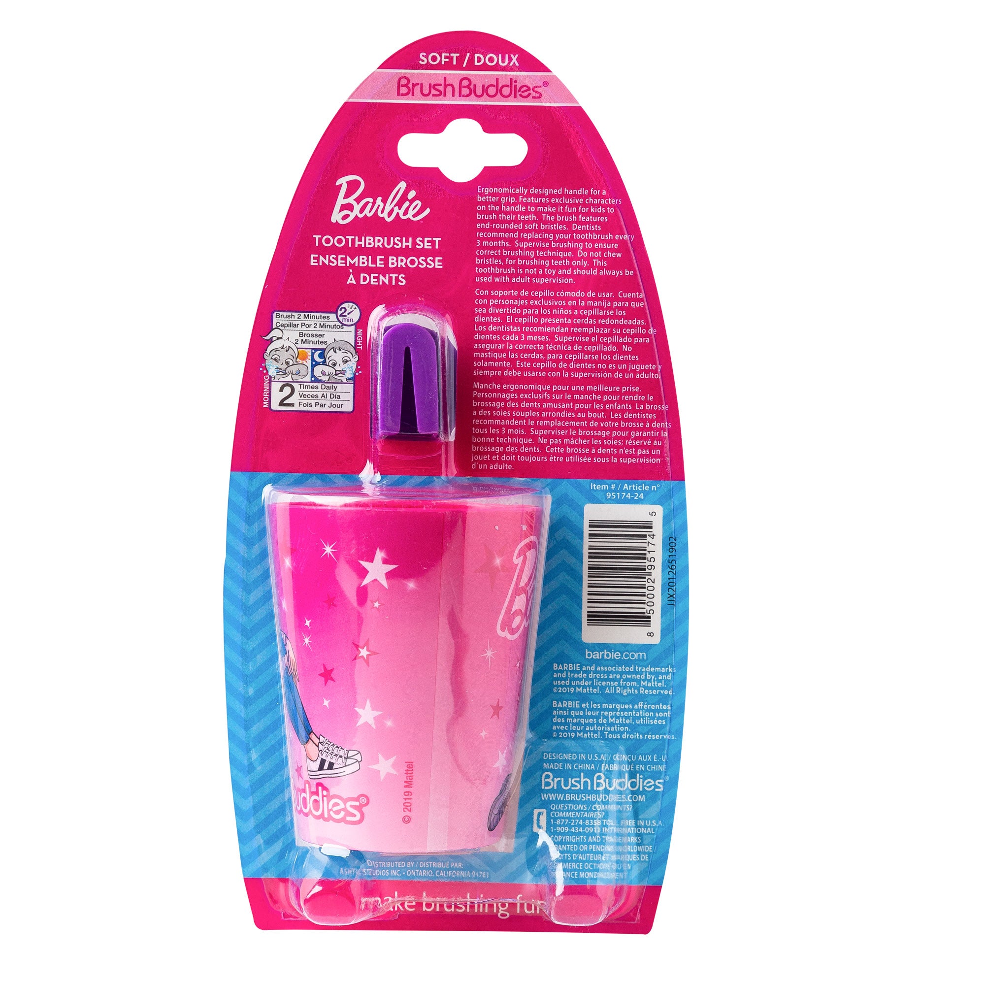 Brush Buddies Barbie Manual Toothbrush Cup Set for Kids