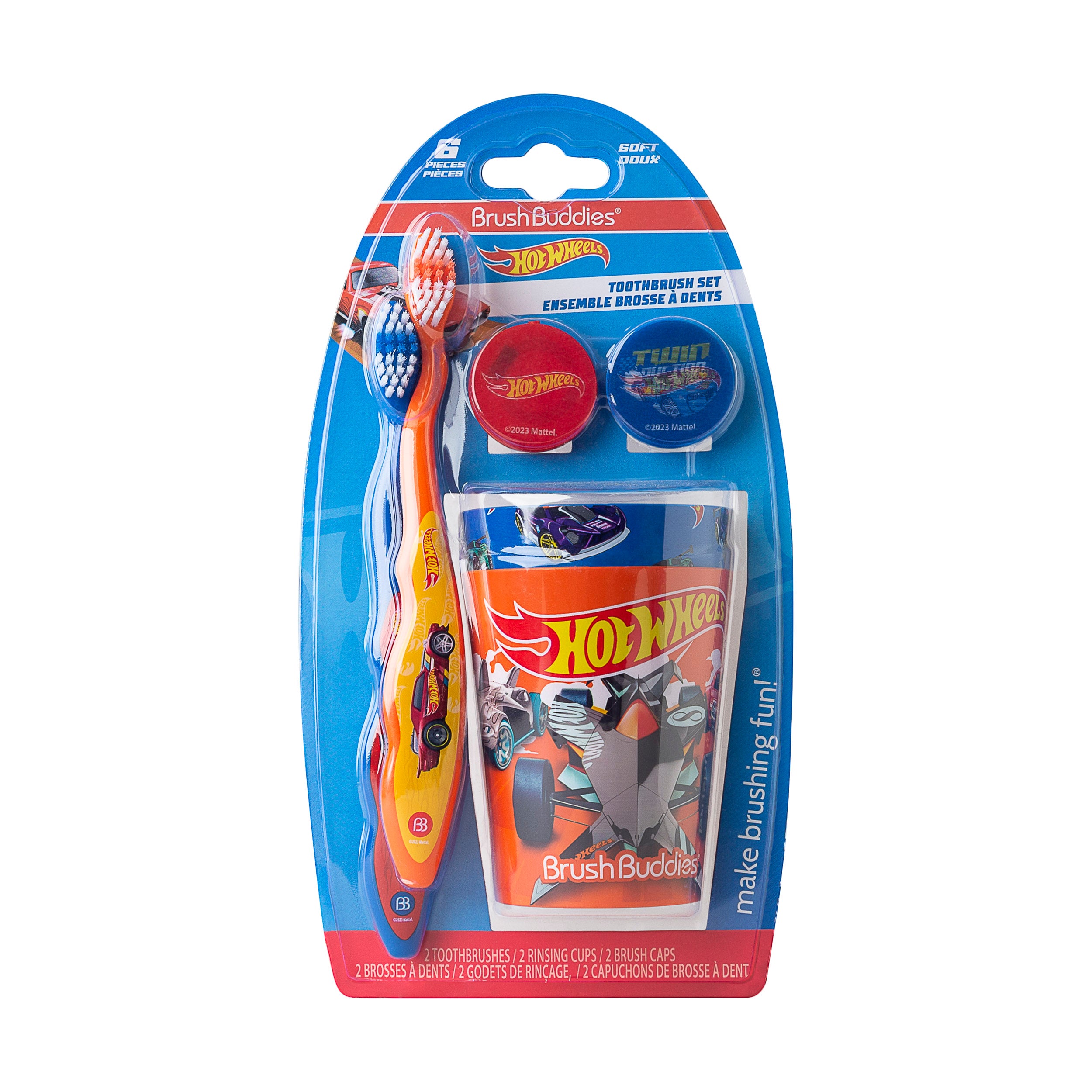 Brush Buddies Hot Wheels 6-Piece Manual Toothbrush Set